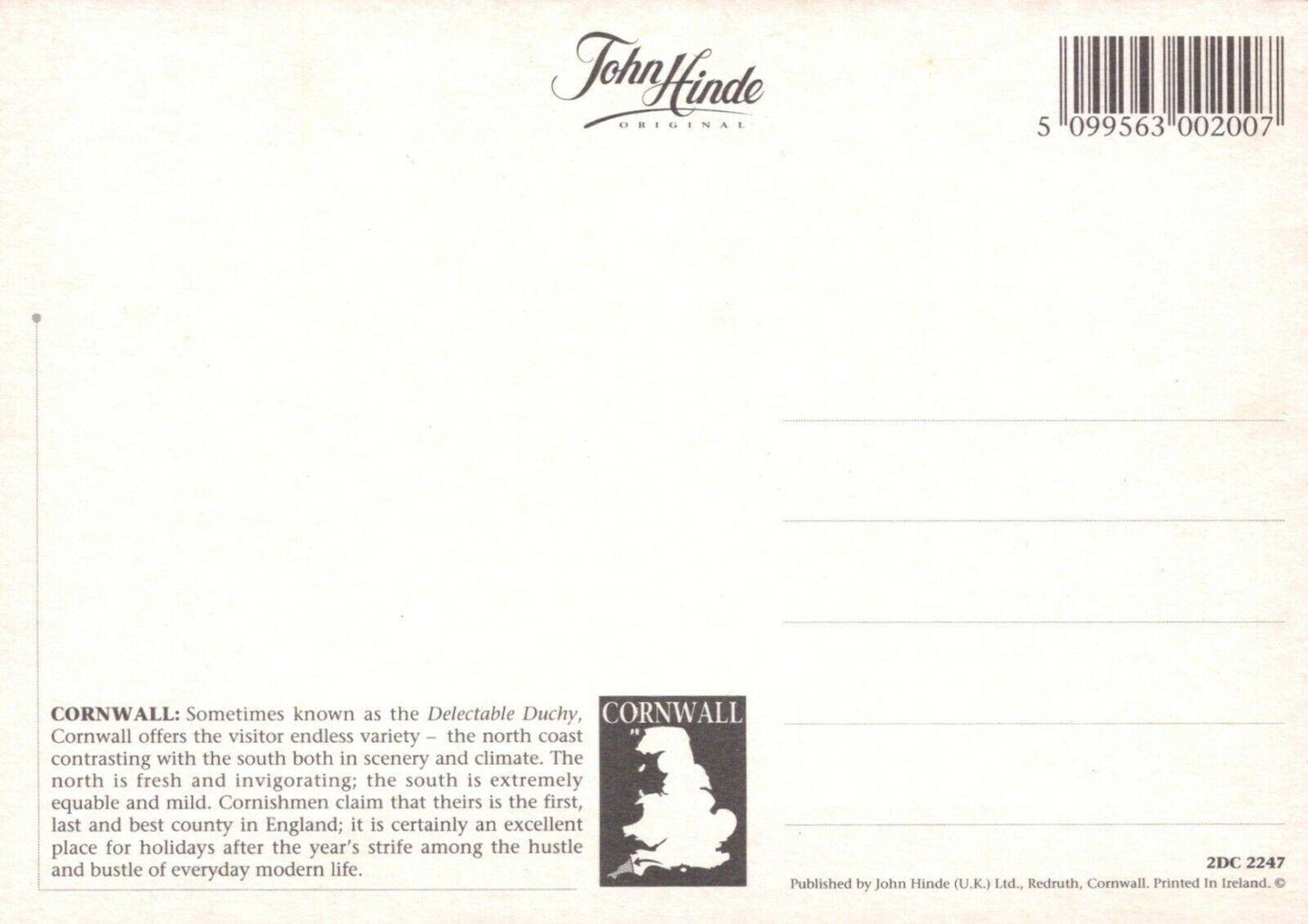 Cornwall Postcard - Greetings From North Cornwall RRR46