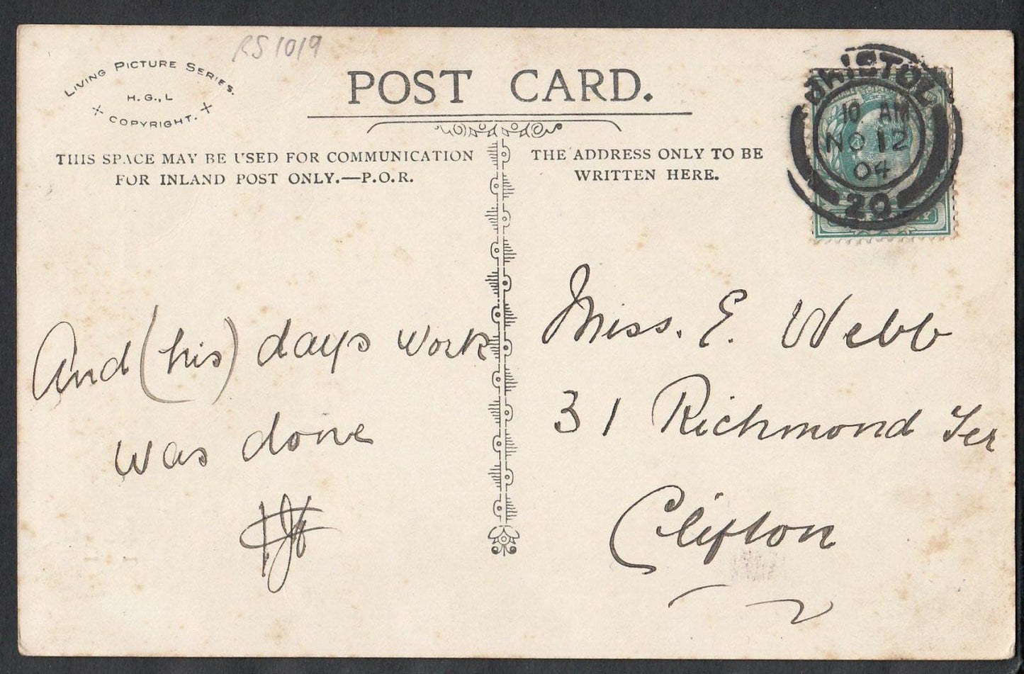 Written Word Postcard - Following In Father's Footsteps! RS1019