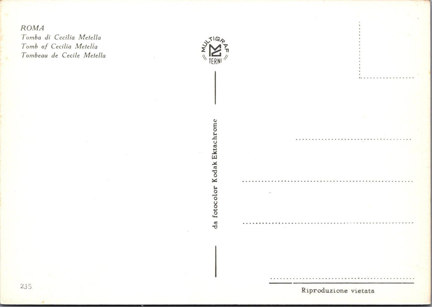 Italy Postcard - Roma / Rome - Tomb of Cecilia Metella RRR1427