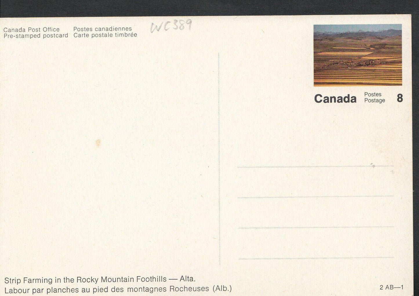 Canada Postcard - Strip Farming in The Rocky Mountain Foothills, Alta WC389