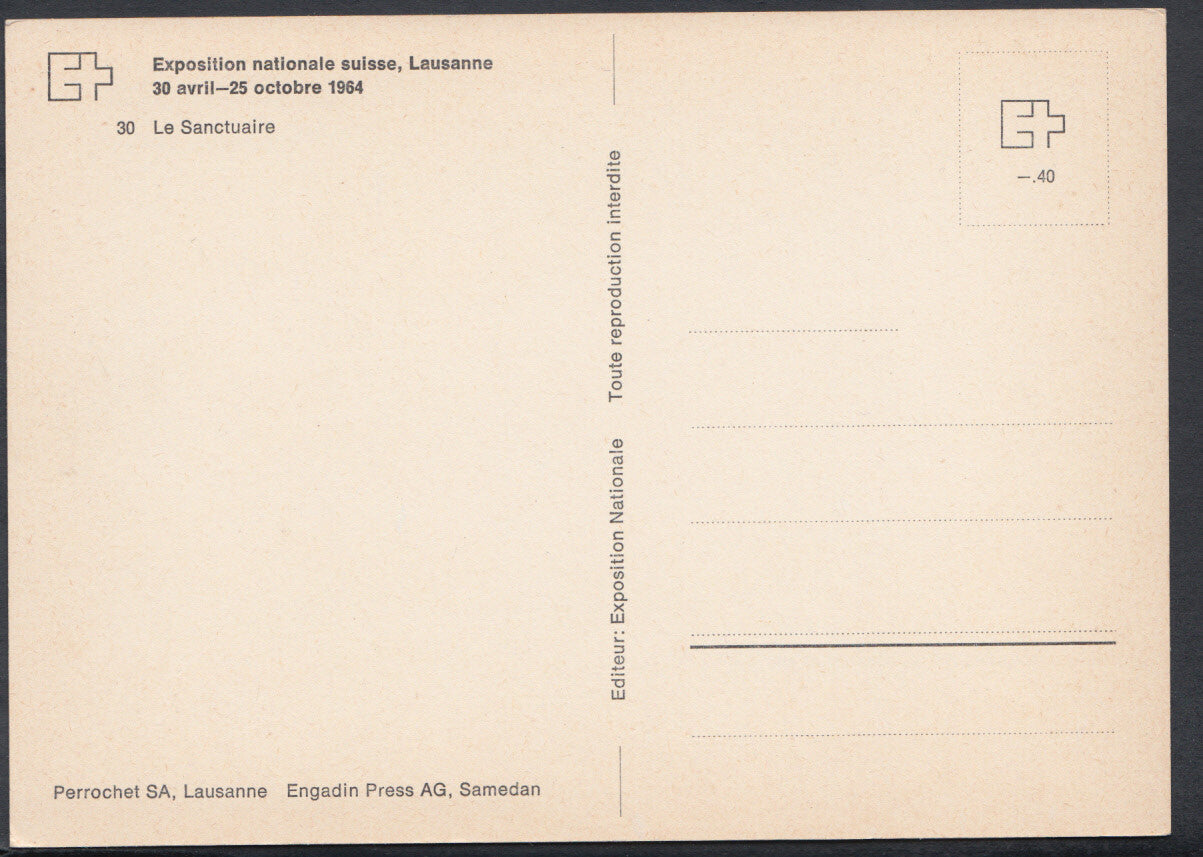 Switzerland Postcard: Exposition Nationale Suisse, Lausanne, Le Sanctuaire T546