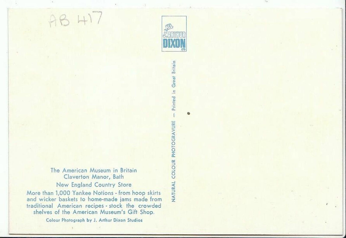 Museum Postcard - American Museum, Country Store, Cleverton Manor, Bath AB417