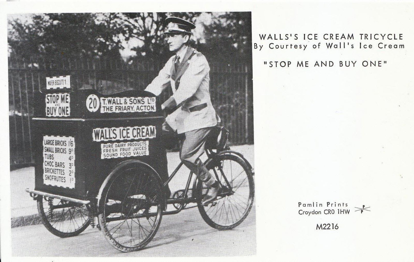 Food Postcard - Walls's Ice Cream Tricycle "Stop Me And Buy One" U108