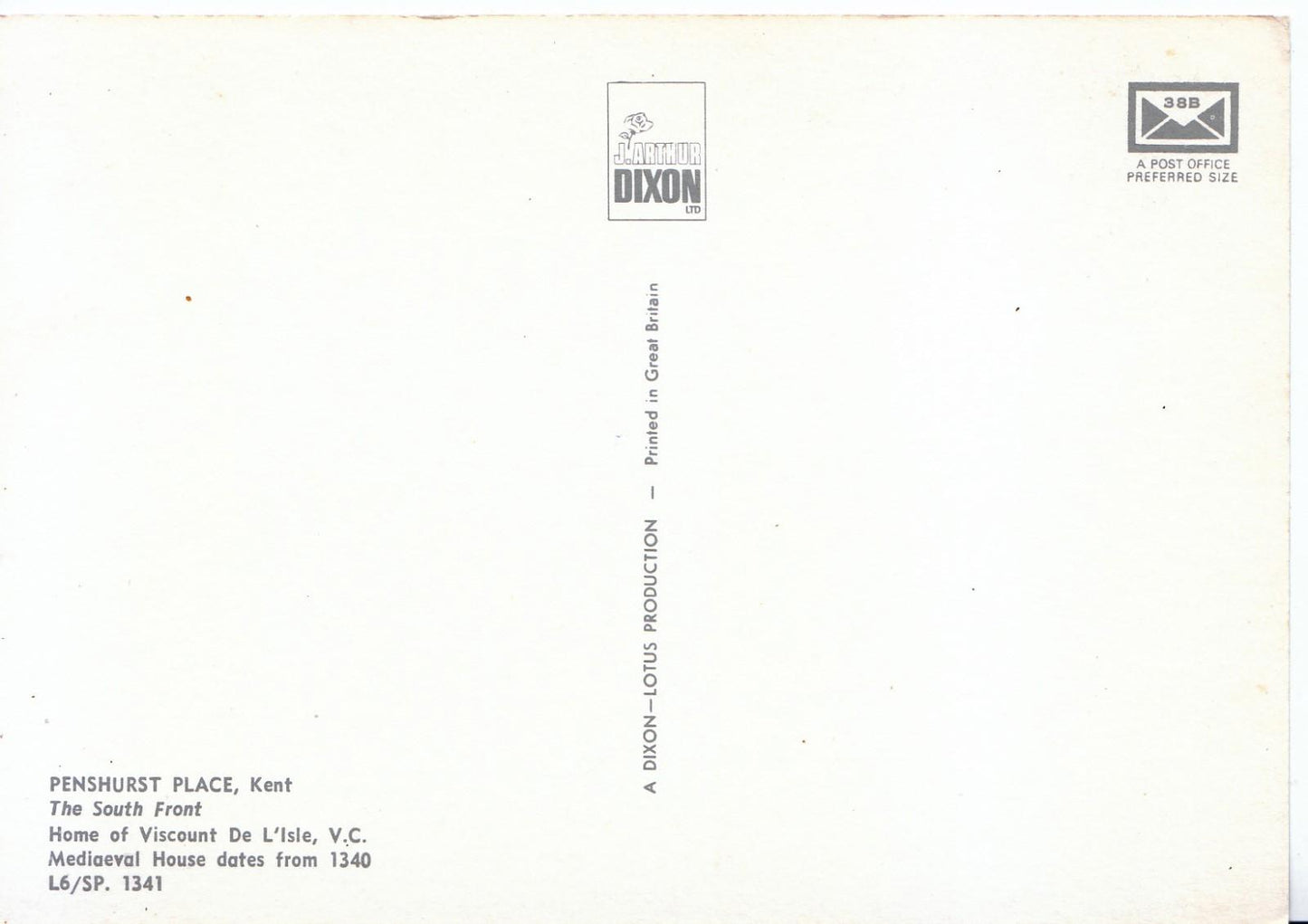 Kent Postcard - Penshurst Place, The South Front SM118