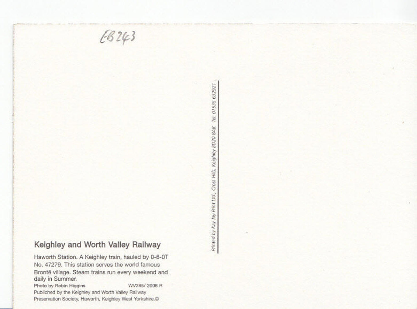 Railways Postcard - Keighley and Worth Valley Railway, Haworth Station EB243