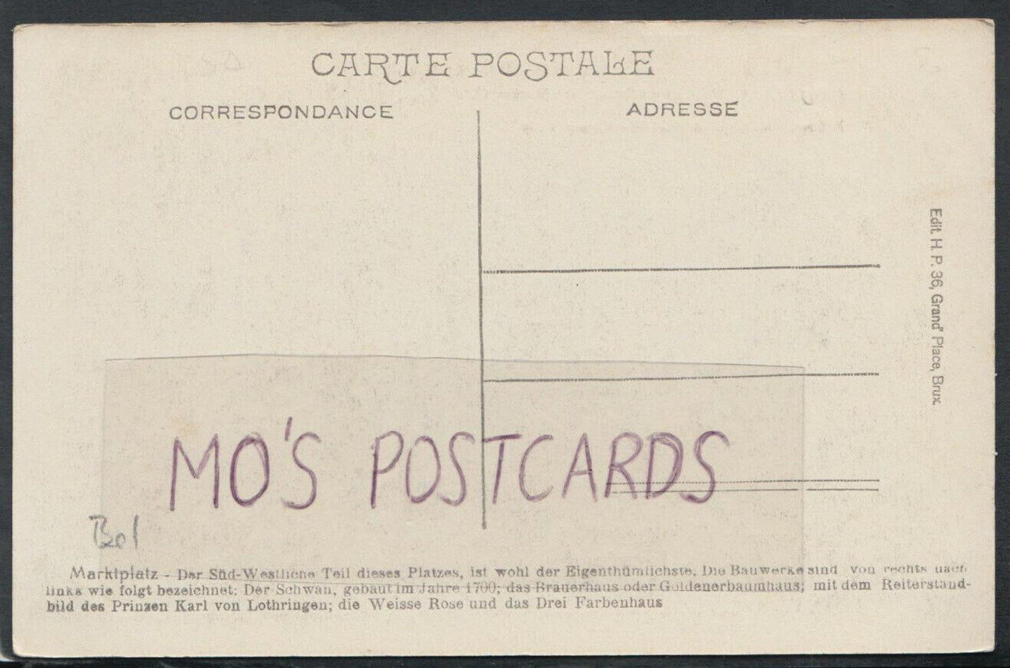 Belgium Postcard - Bruxelles - Maisons Du Grand Duc Charles De Lorraine RS16156