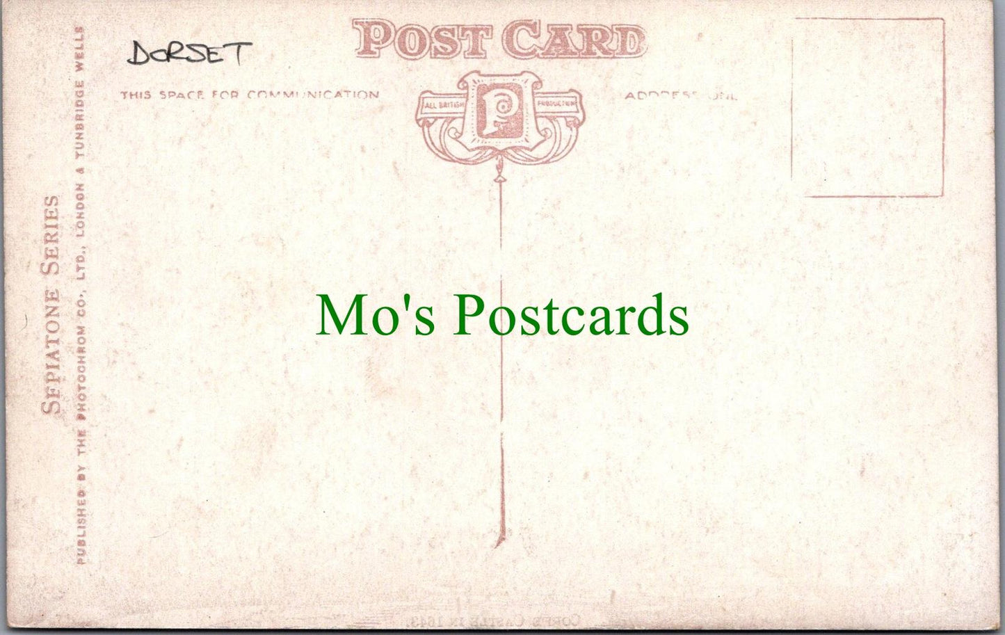 Dorset Postcard - Corfe Castle in 1643 RS31574