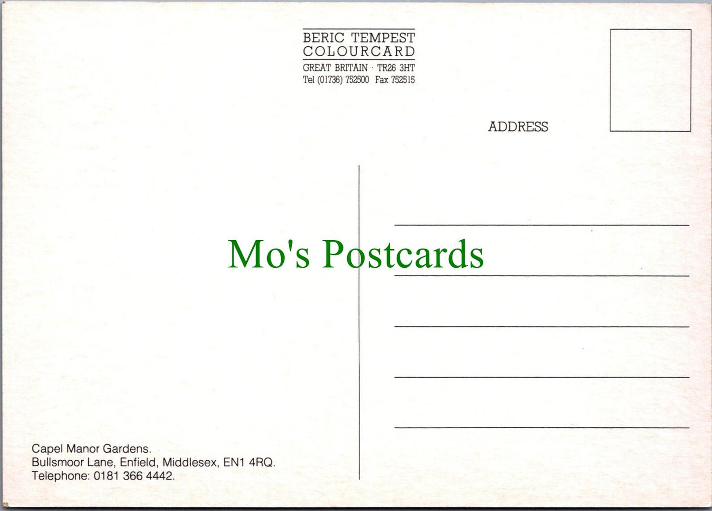 Middlesex Postcard - Capel Manor Gardens, Bullsmoor Lane, Enfield RRR1308