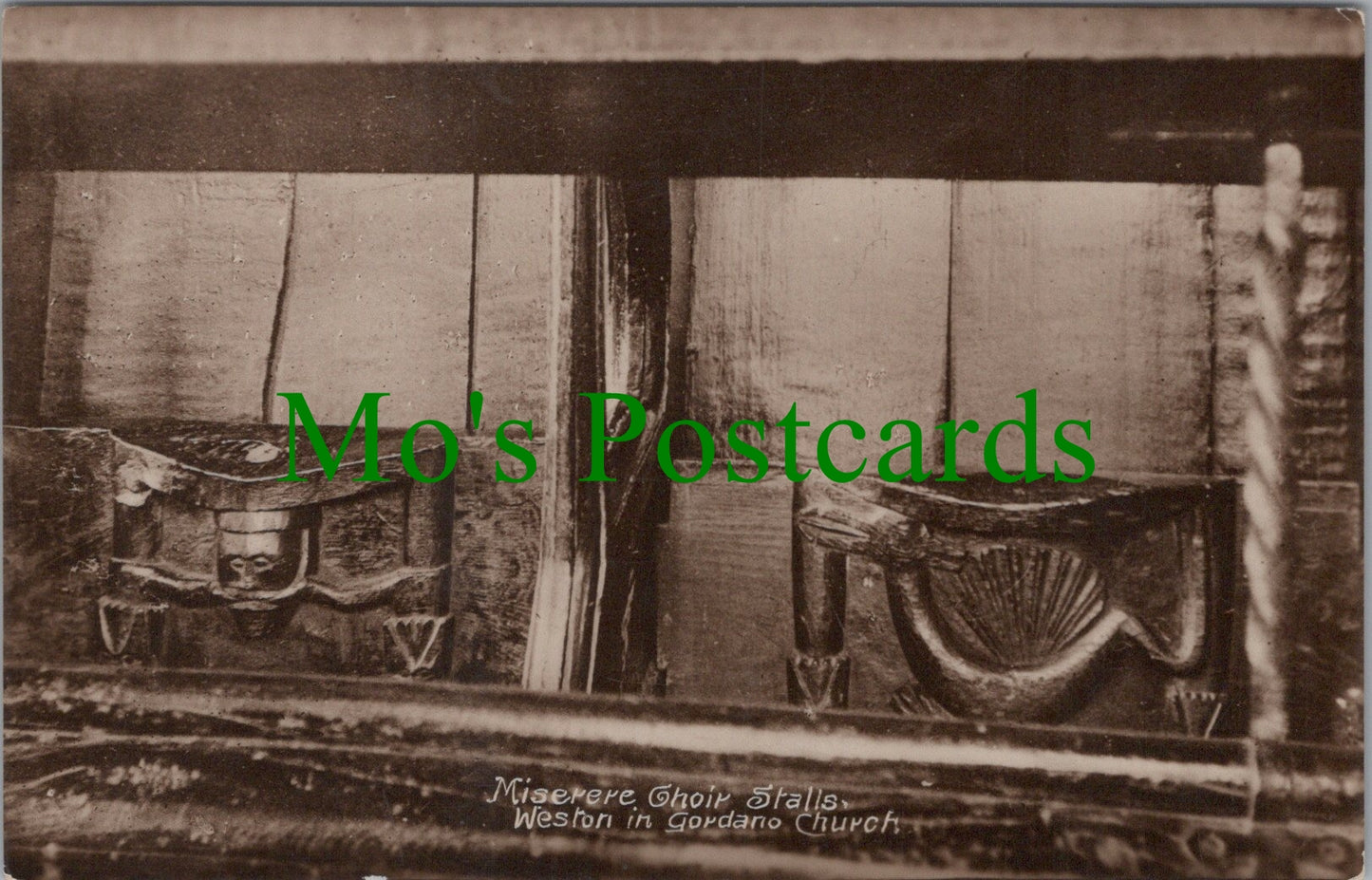 Somerset Postcard - Weston in Gordano Church, Miserere Choir Stalls SW11832