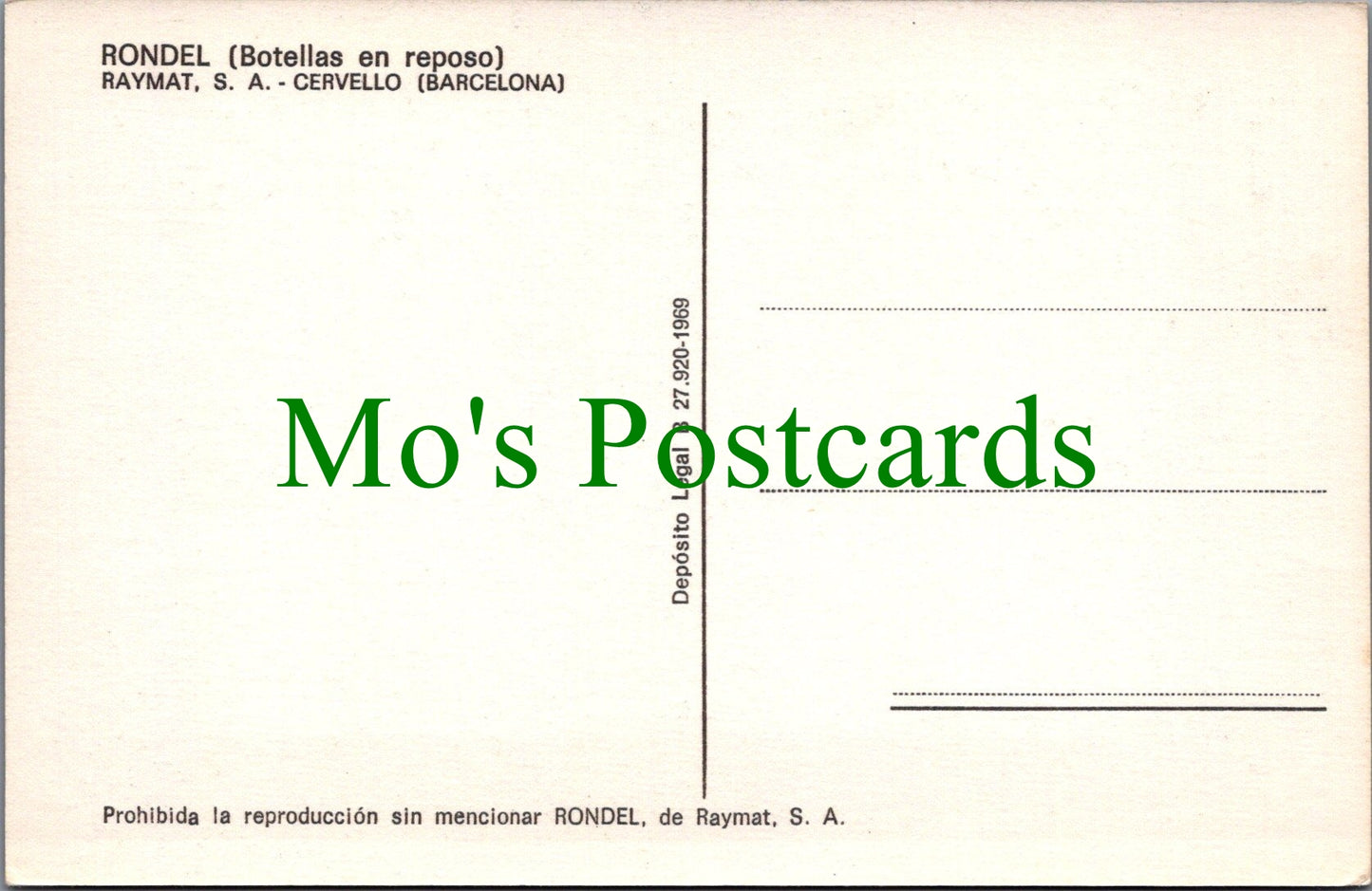 Spain Postcard - Rondel, Botellas En Reposo SW11840