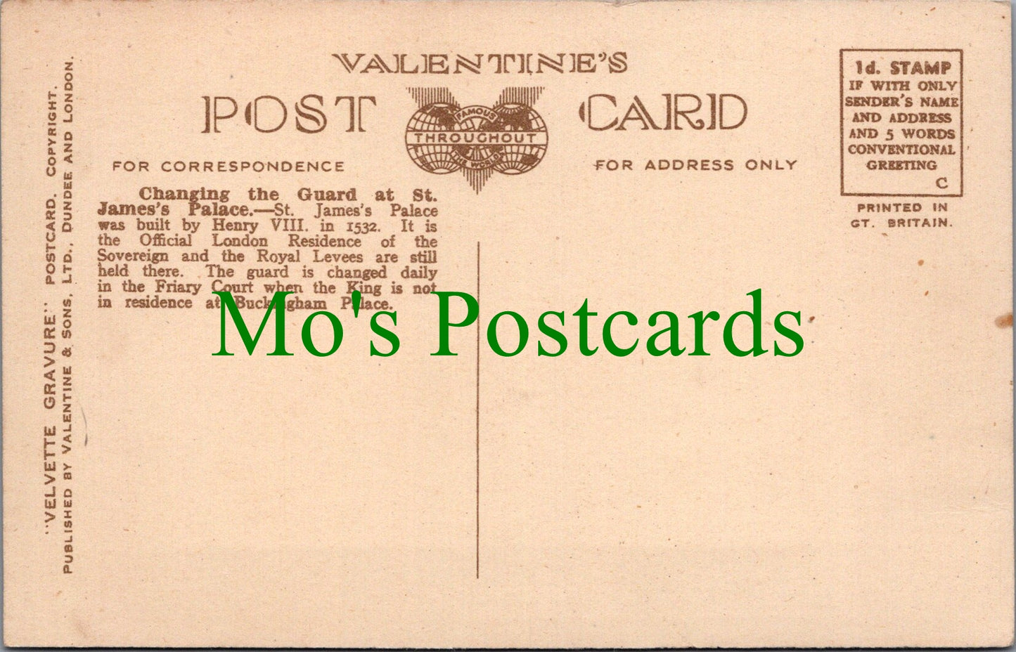 London Postcard - Changing Guards, St James's Palace SW12063