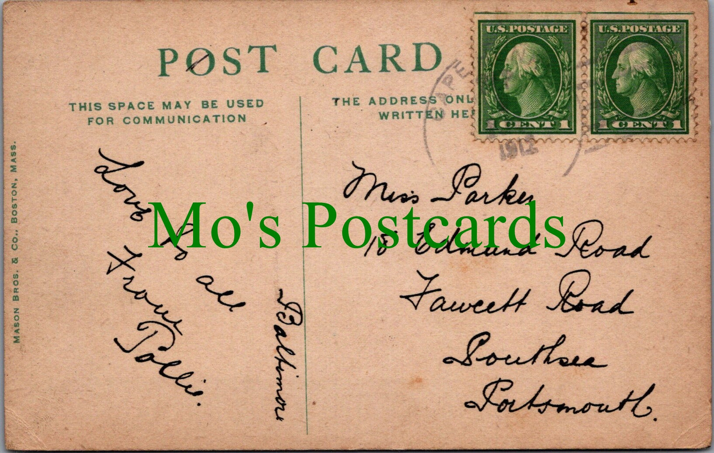 America Postcard - Portland, Maine, Fort Allen Park, From Harbor SW12094