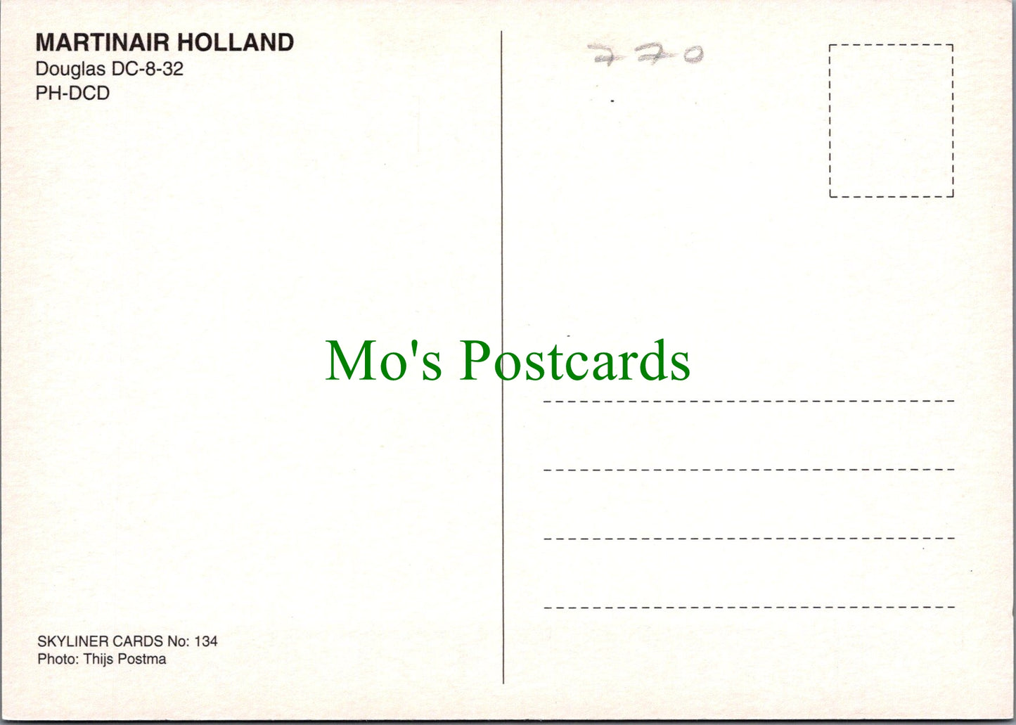 Aviation Postcard - Martinair Holland Douglas DC-8-32 Aeroplane SW12807