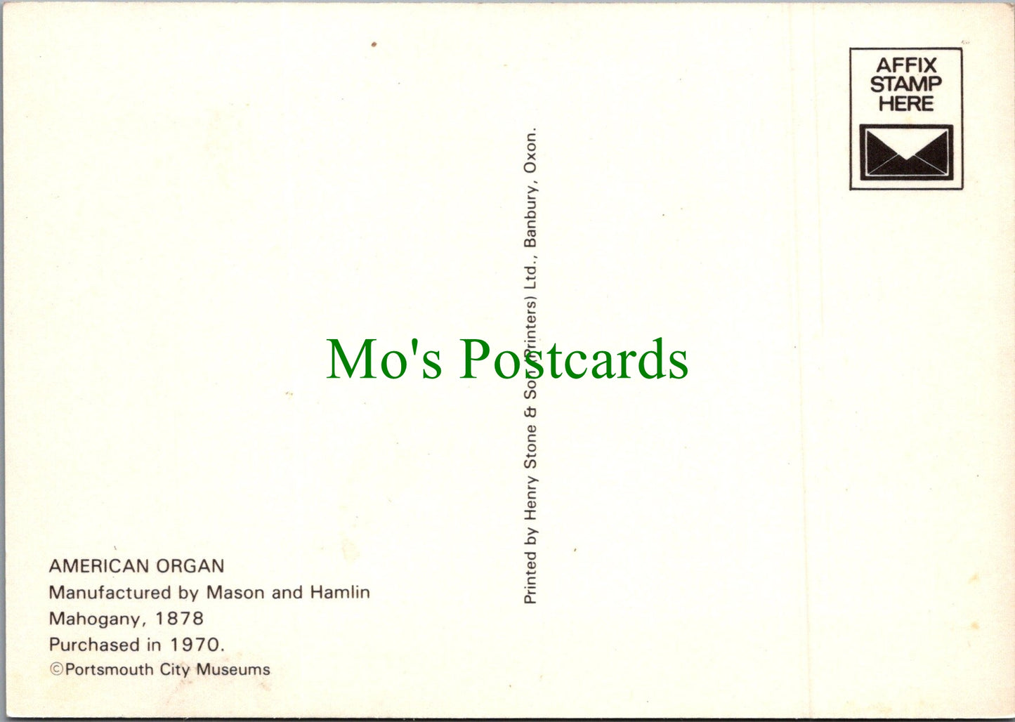 Music Postcard - American Organ, Mason and Hamlin SW11349