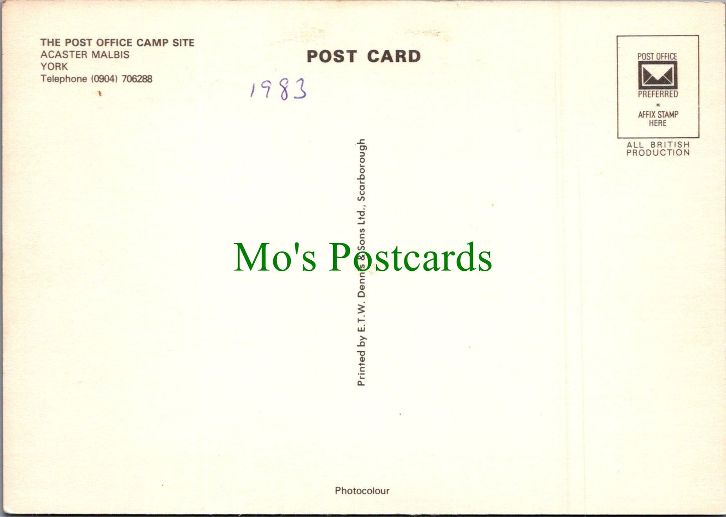 Yorkshire Postcard - The Post Office Camp Site, Acaster Malbis, York SW11350