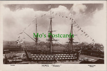 Load image into Gallery viewer, Military Postcard - H.M.S.Victory, Portsmouth Harbour DC2486