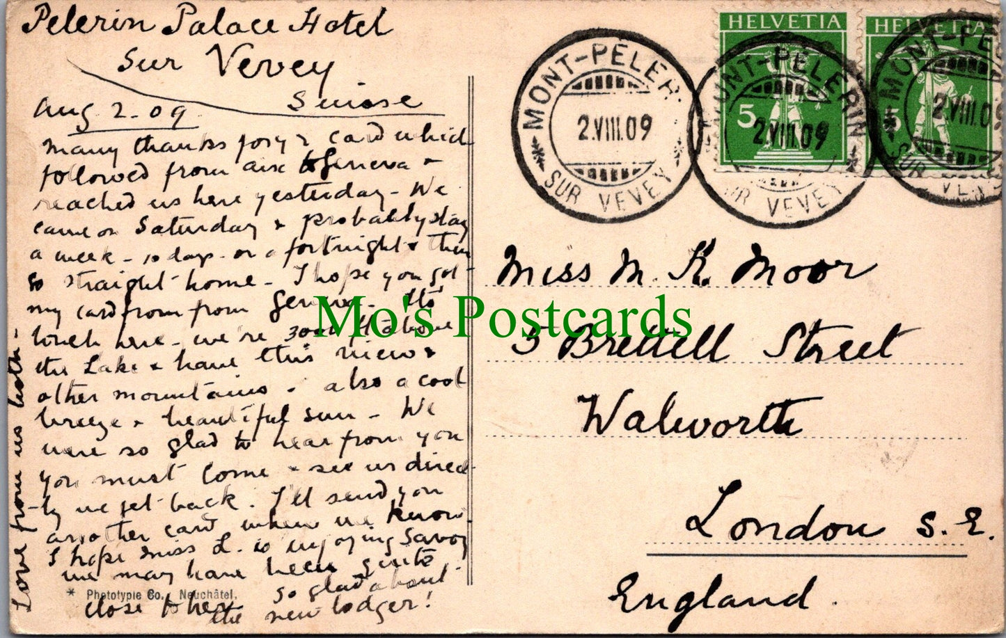 Switzerland Postcard - Vevey, Vue Prise Du Mont Pelerin SW11645
