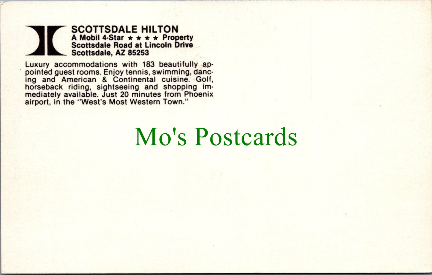 America Postcard - Scottsdale Hilton Hotel, Arizona SW13564
