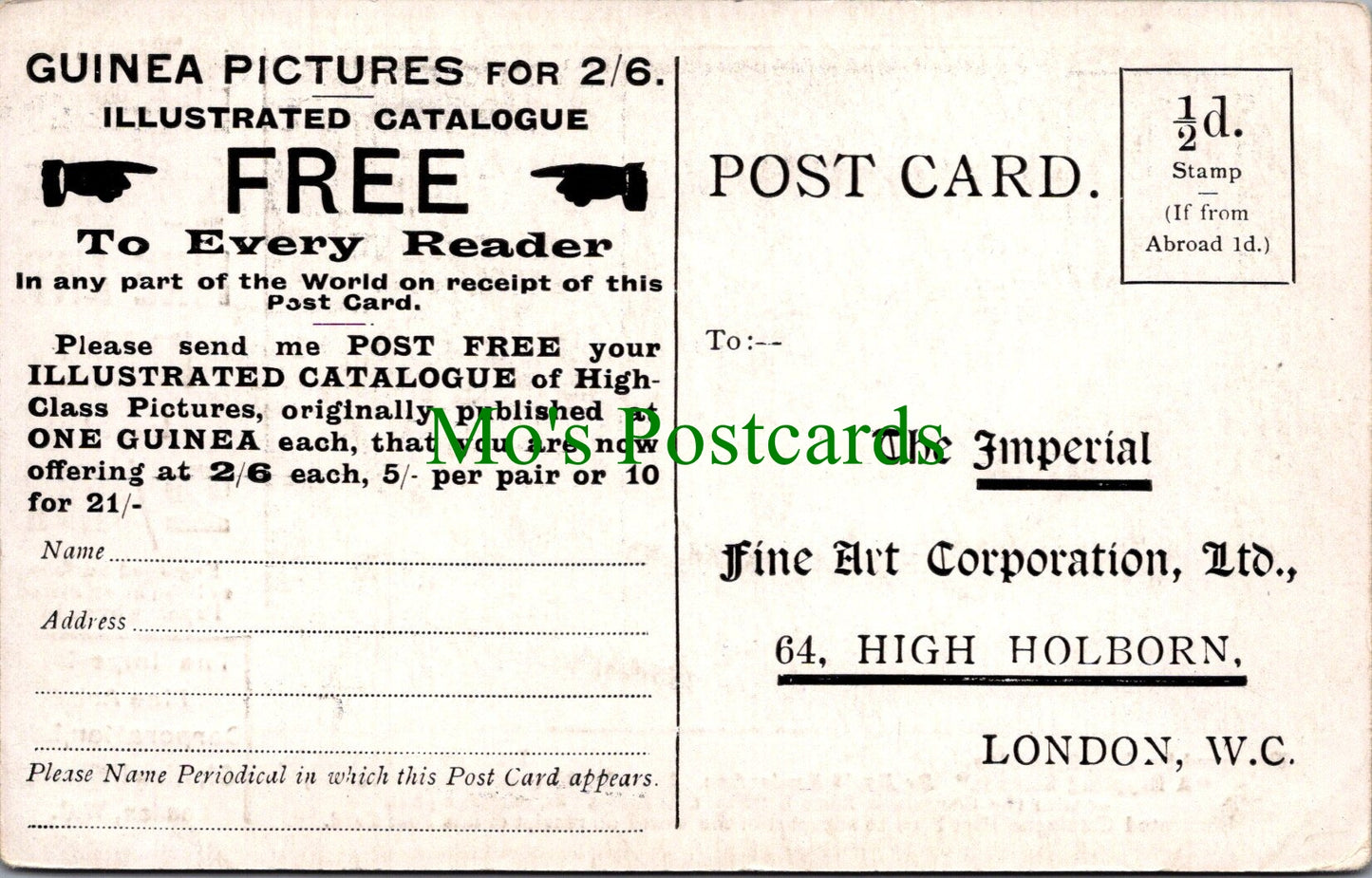 Advertising Postcard - The Imperial Fine Art Corporation Ltd, London SW11784