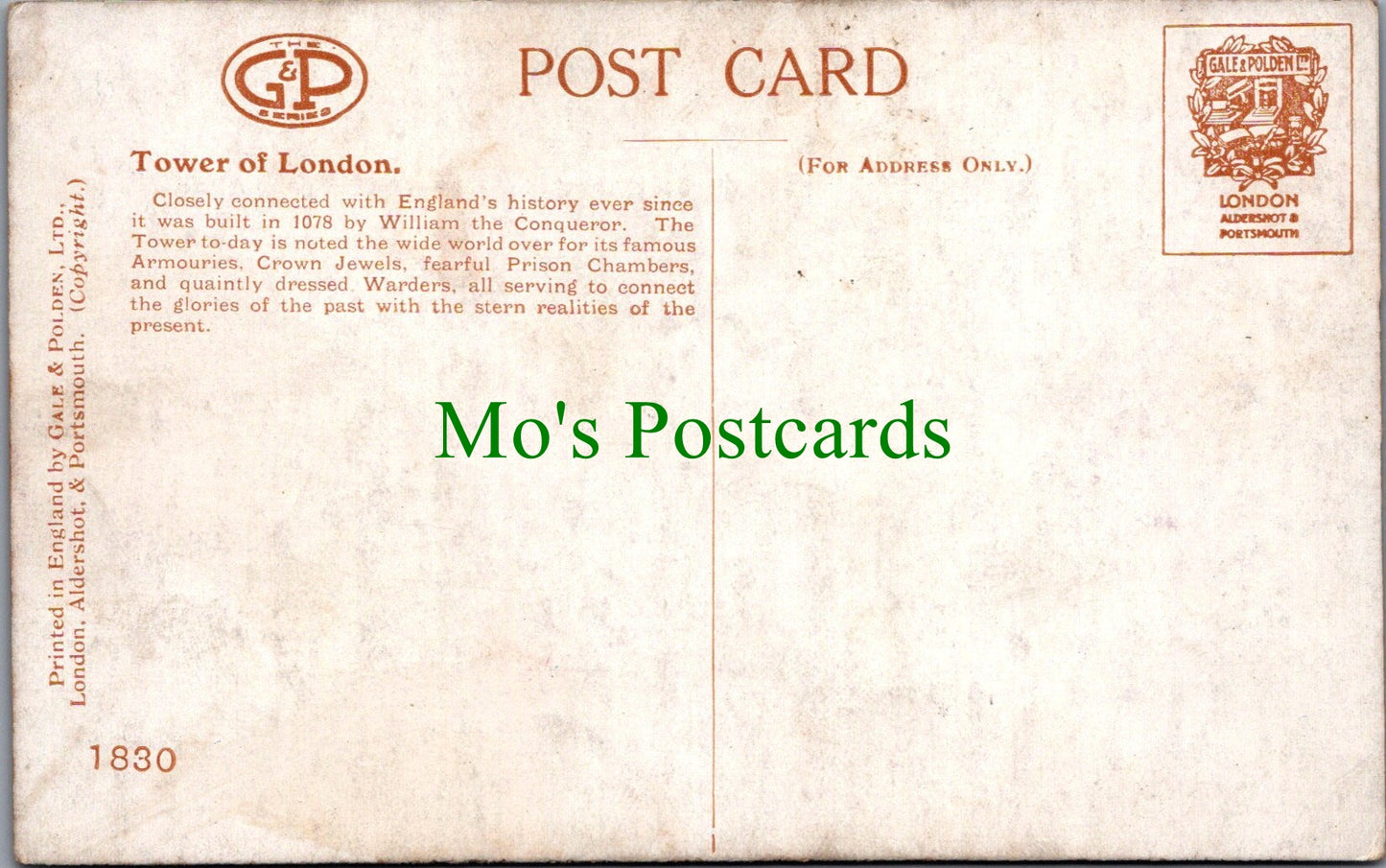London Postcard - Artist View of The Tower of London SW13053
