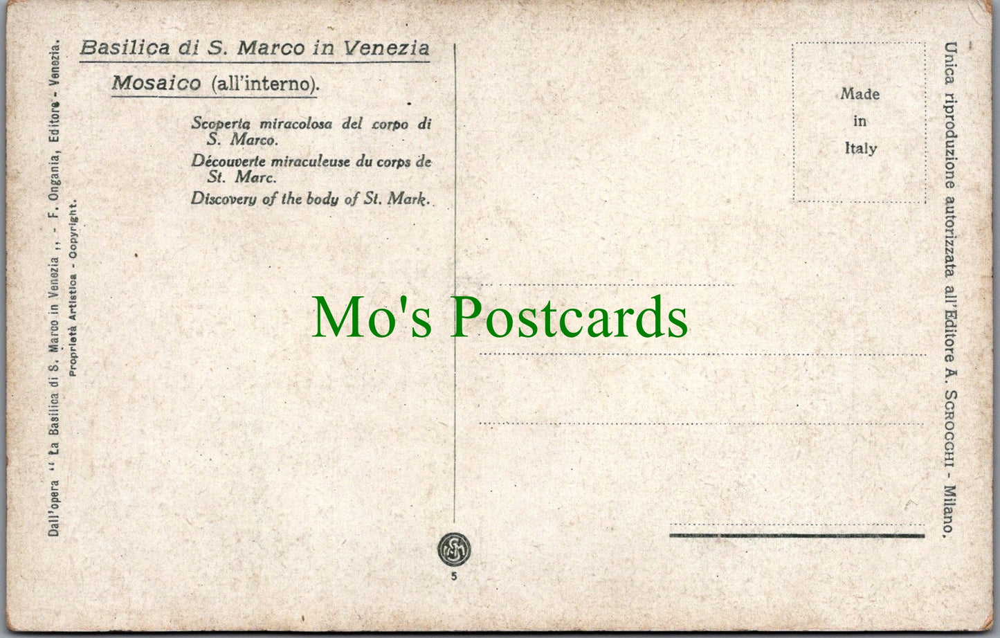 Italy Postcard - Basilica Di S.Marco in Venezia SW13055