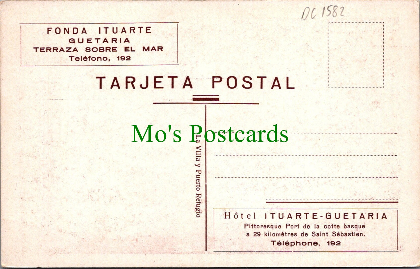 Spain Postcard - Hotel Ituarte-Guetaria DC1582