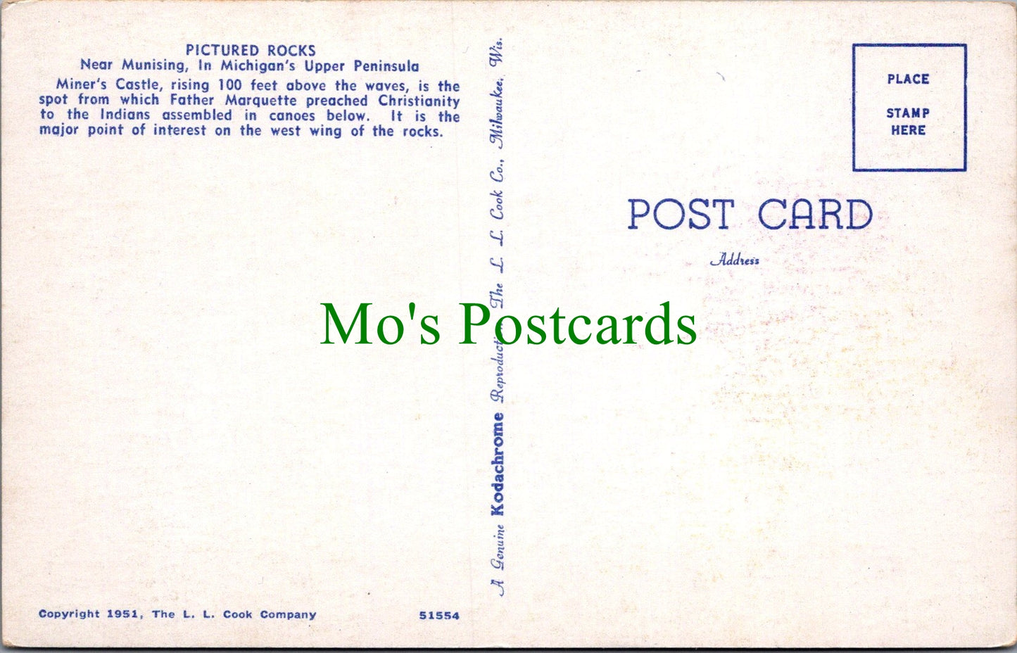 America Postcard - Pictured Rocks Near Munising, Michigan SW10982