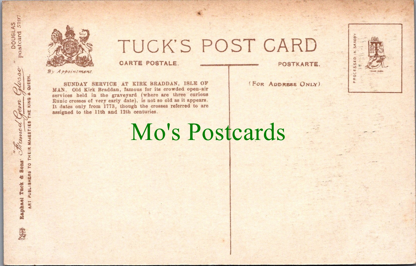 Isle of Man Postcard - Kirk Braddan Church Service SW11016