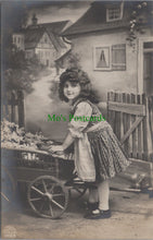 Load image into Gallery viewer, Children Postcard - Young Girl Stood Next To a Hand Cart HP121
