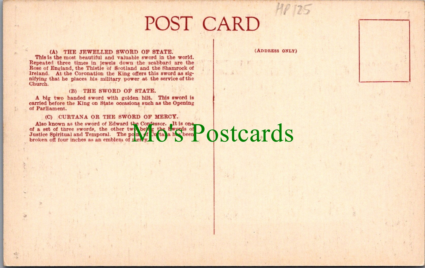 Museum Postcard - The Jewelled Sword of State HP125