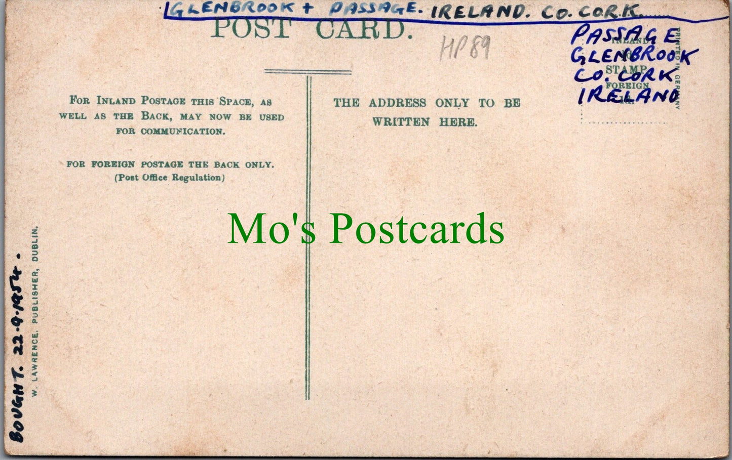 Ireland Postcard - Co Cork, Glenbrook and Passage HP89