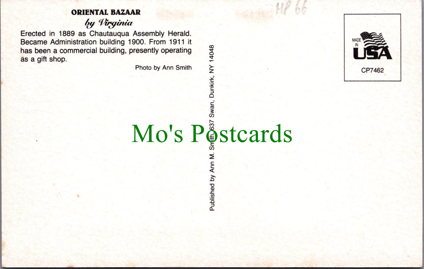 America Postcard - Oriental Bazaar, Chautauqua, New York HP66