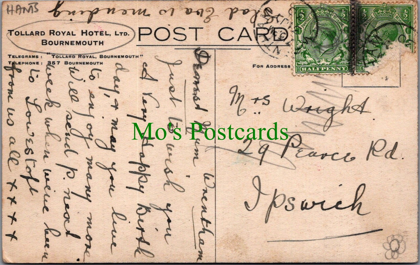 Dorset Postcard - Bournemouth, Tollard Royal Hotel SW11225