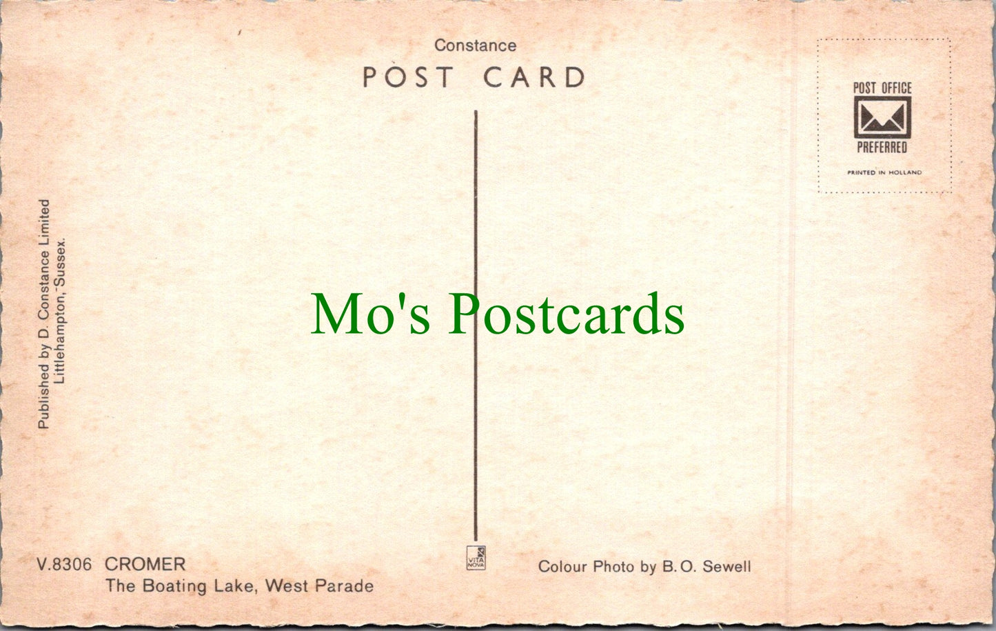 Norfolk Postcard - Cromer Boating Lake, West Parade SW11512