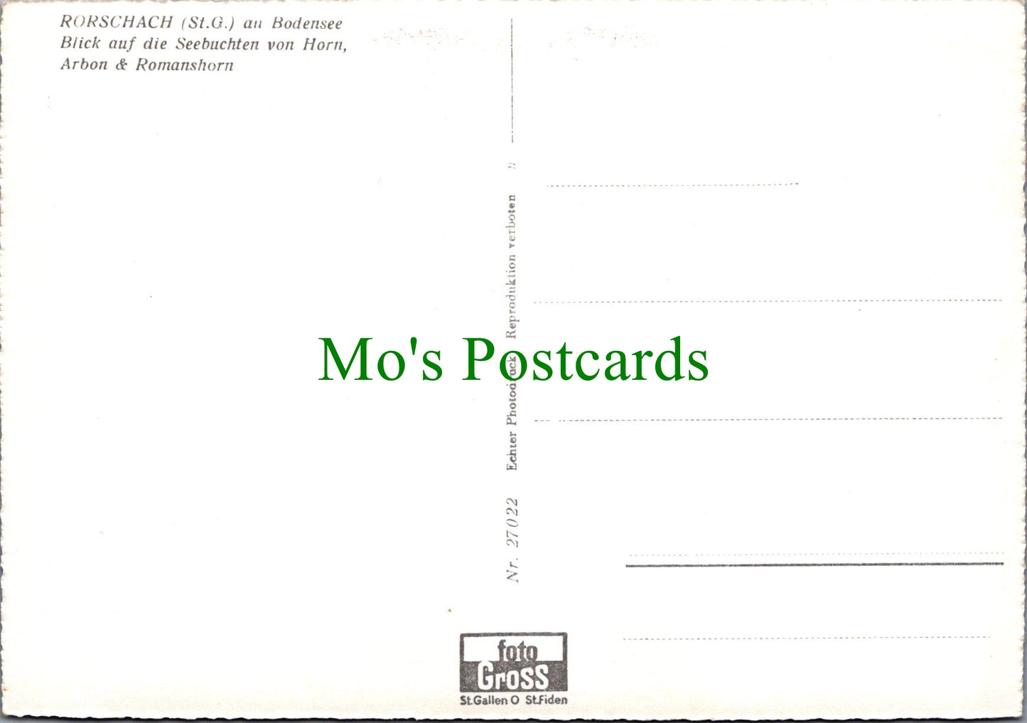 Switzerland Postcard - Rorschach An Bodensee, St Gallen SW12126