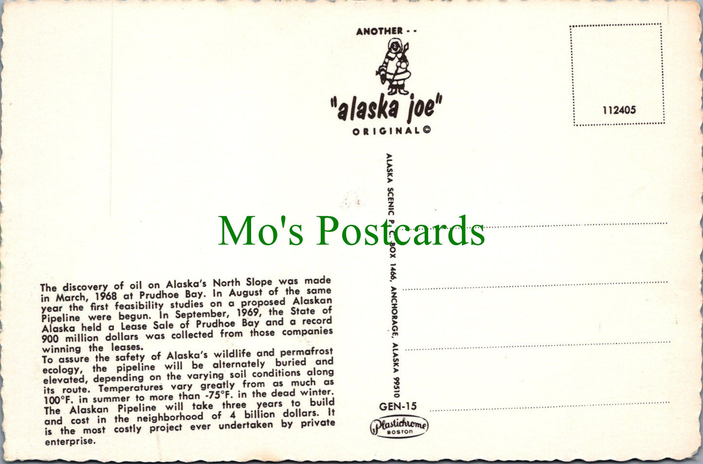 Maps Postcard - Map of Alaska's Oil Pipeline, America SW12218