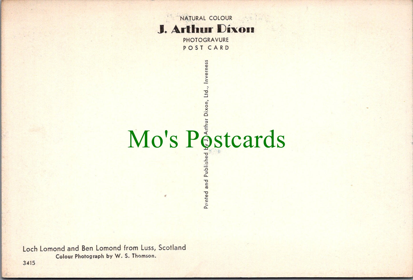 Scotland Postcard - Loch Lomond and Ben Lomond From Luss SW12220