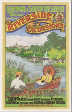 Load image into Gallery viewer, Advertising Postcard - Riverside Excursions, London & South Western Railway SW12760
