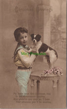 Load image into Gallery viewer, Christmas Greetings Postcard - Young Boy With His Pet Dog SW12632