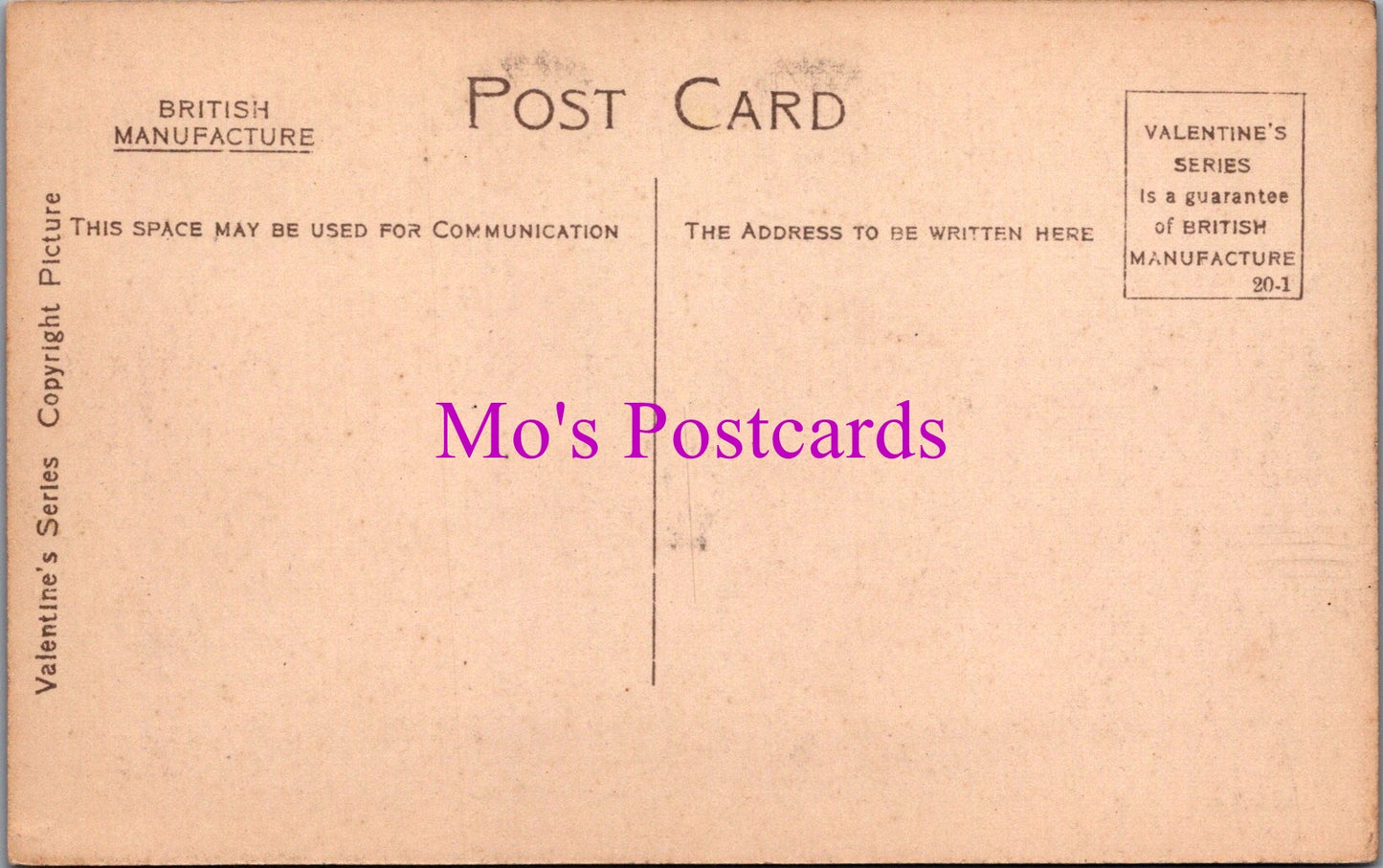 Vintage-style postcard with 'Mo's Postcards' text in purple