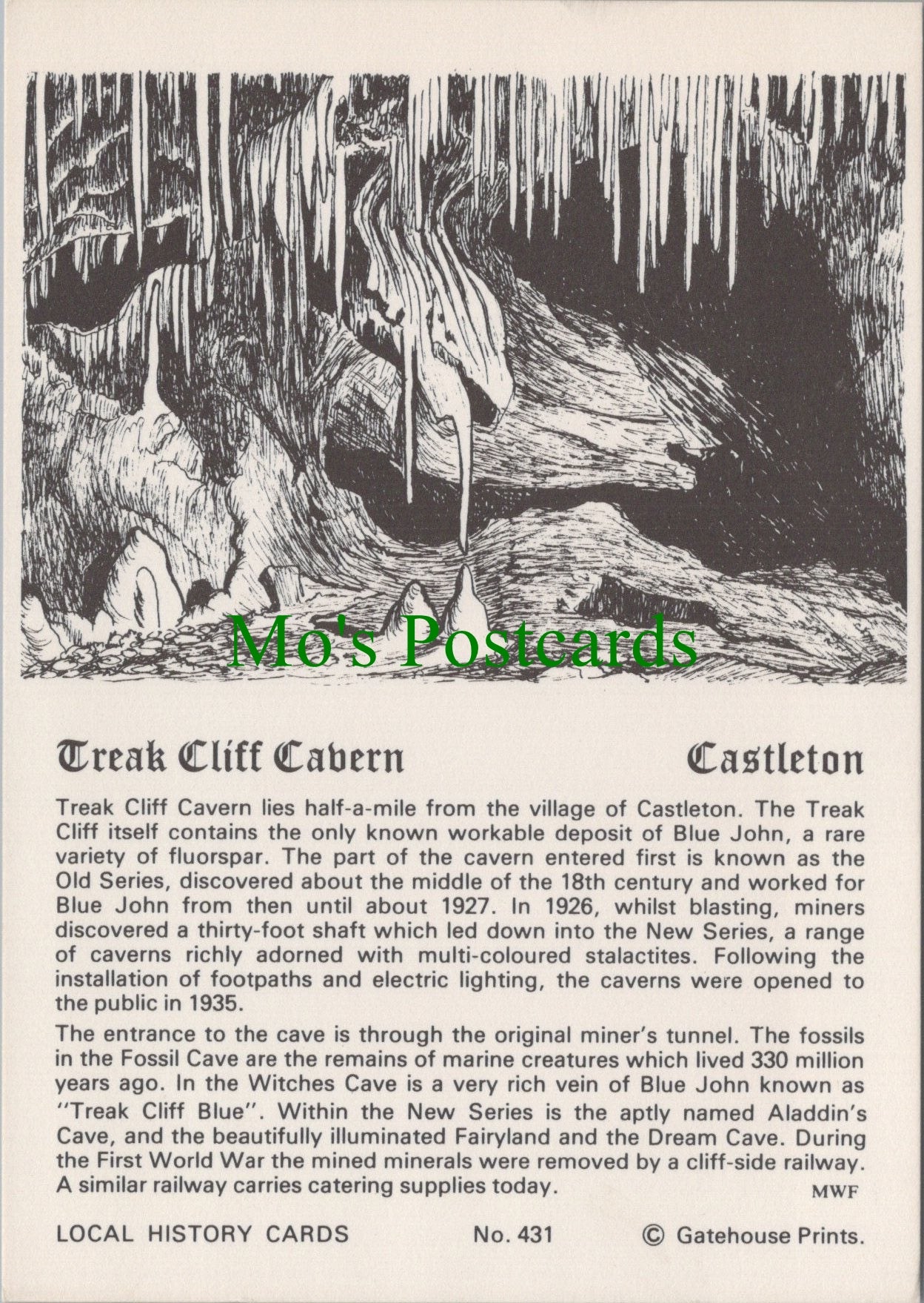 Derbyshire Postcard - Treak Cliff Cavern, Castleton SW13652