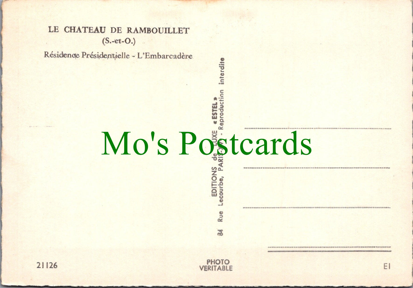 France Postcard - La Chateau De Rambouillet SW13668