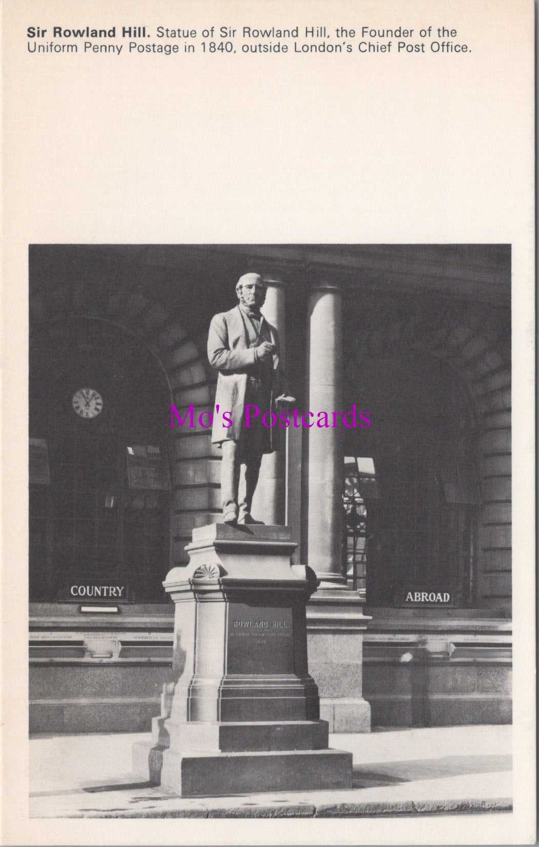 National Postal Museum Postcard - Sir Rowland Hill Statue SW15652