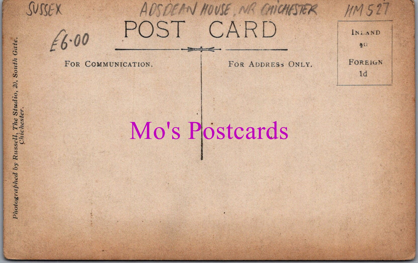 Sussex Postcard - Adsdean House, Near Chichester HM527
