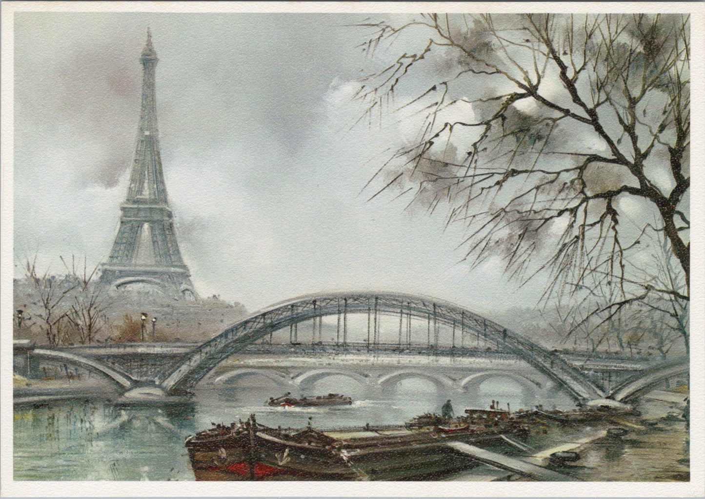 France Postcard - Paris, La Tour Eiffel Et La Seine, Artist Maurice Legendre SW15671