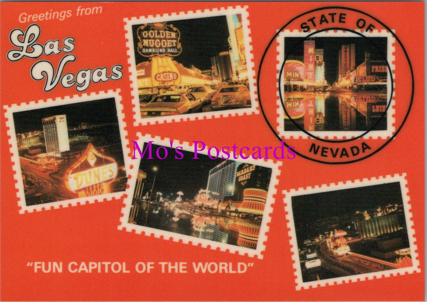 America Postcard - Postage Stamp Tour of Las Vegas, Nevada SW14344