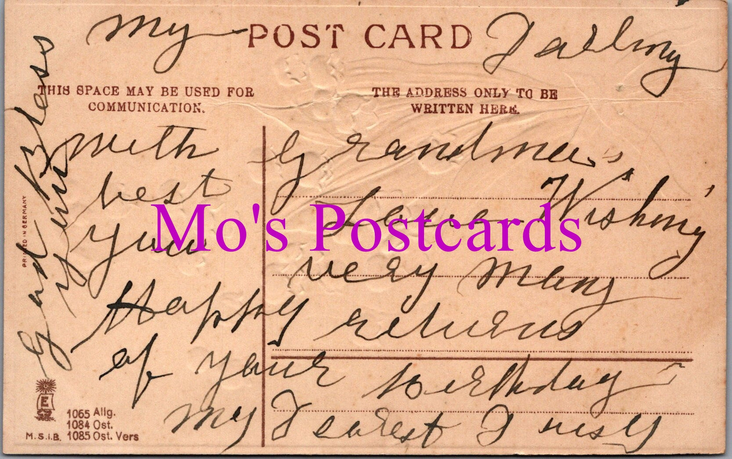Embossed Greetings Postcard - Many Happy Returns. Birthday Flowers DZ87