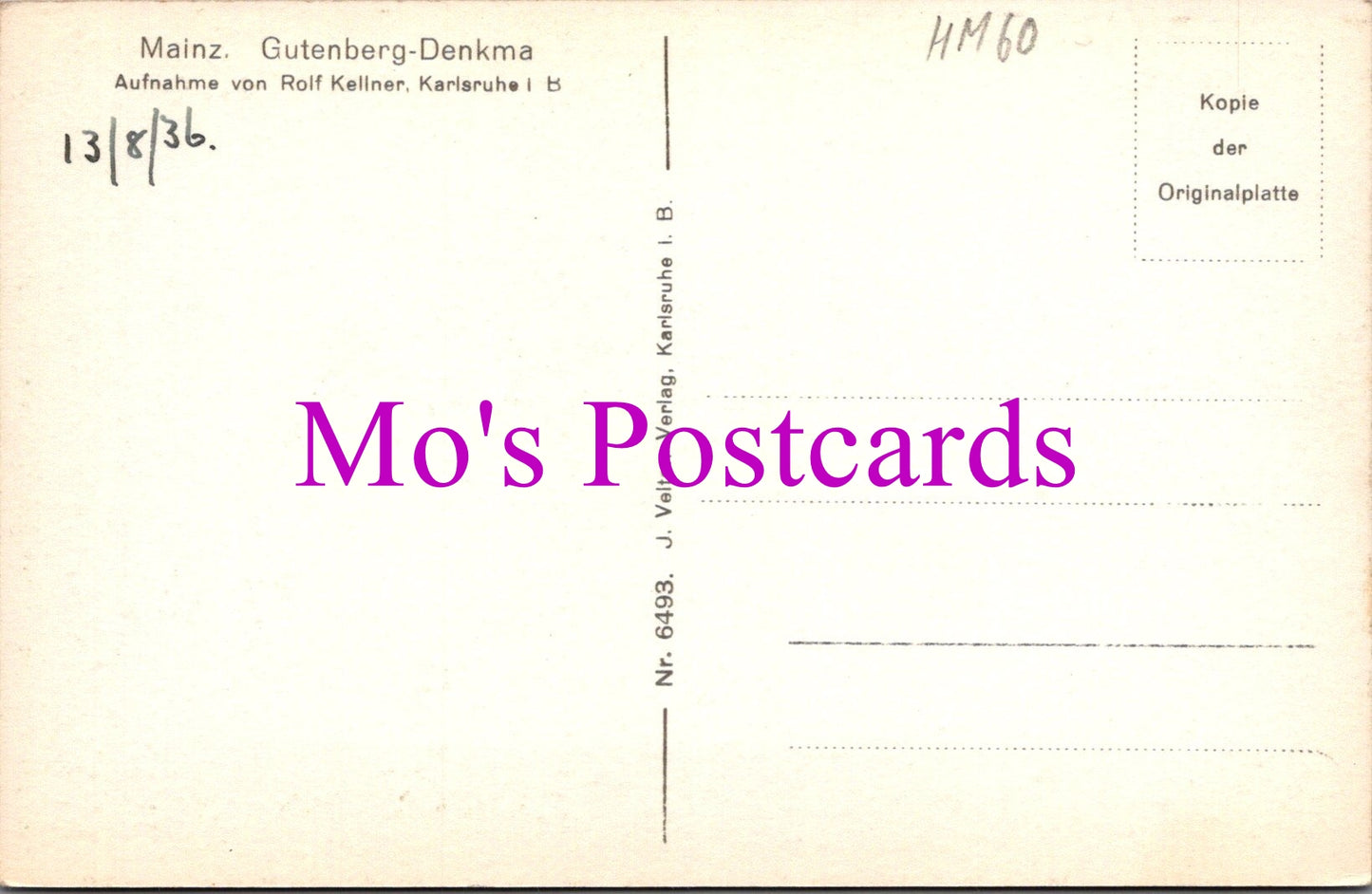 Germany Postcard - Mainz, Gutenberg-Denkma HM60