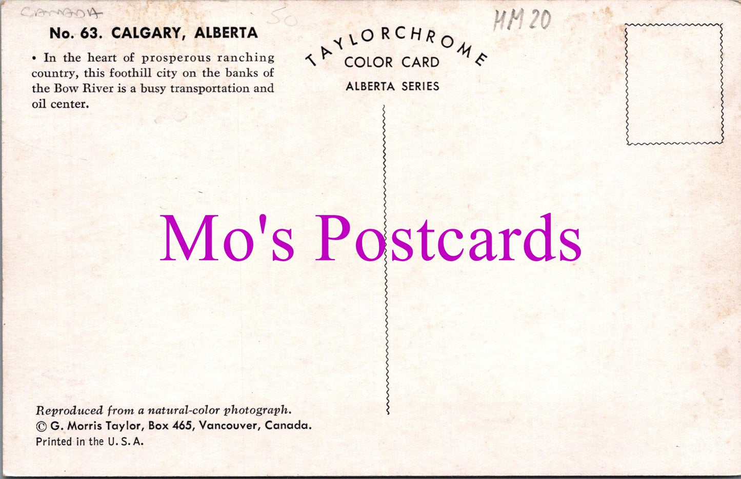 Canada Postcard - View of Calgary, Alberta HM20