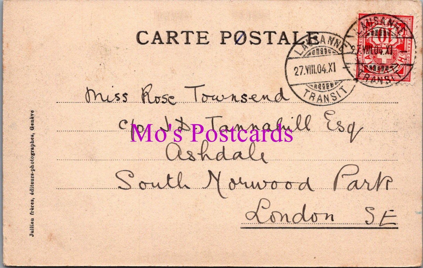 Switzerland Postcard - Ouchy, Hotel Beau-Rivage SW14439
